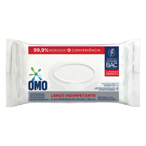 LENÃO UMEDECIDO DESINFETANTE OMO LIMPEZA PERFEITA PACOTE 100 UNIDADES