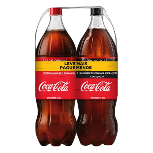 KIT REFRIGERANTE COCA COLA COCA COLA SEM AÇÚCAR 2L CADA LEVE MAIS PAGUE MENOS
