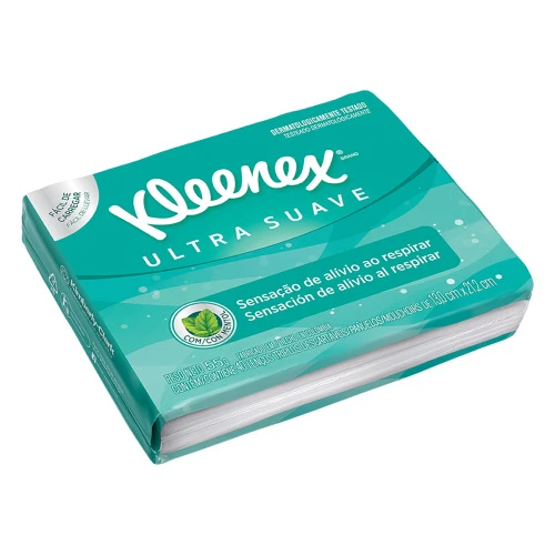 LENÇO DE PAPEL FOLHA TRIPLA KLEENEX 13,0CM X 21,2CM PACOTE 40 UNIDADES
