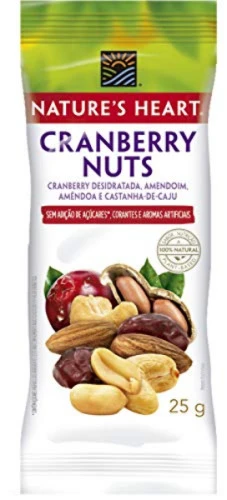 MIX DE FRUTAS E SEMENTES CRANBERRY NUTS NATURES HEART PACOTE 25G