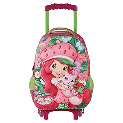 MOCHILA INFANTIL COM RODINHAS GRANDE MORANGUINHO FURRY FRIENDS XERYUS