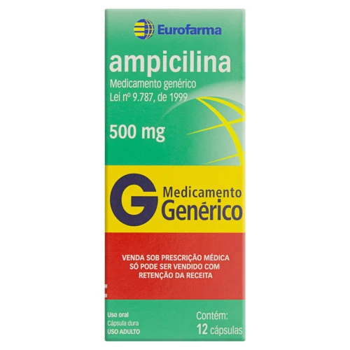 AMPICILINA 500MG EUROFARMA CAIXA 12 CÁPSULAS
