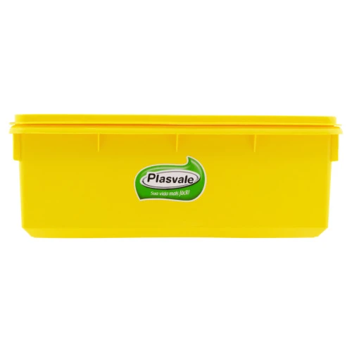 CAIXA COM TAMPA AMARELA RETANGULAR 6 5L PLASVALE