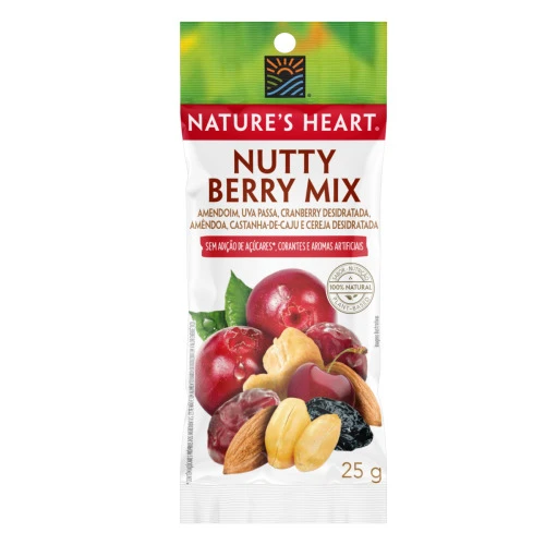 MIX DE FRUTAS E SEMENTES NUTTY BERRY NATURES HEART PACOTE 25G