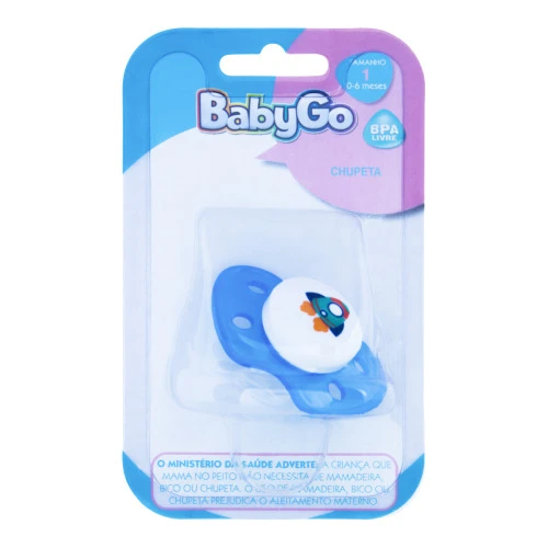 CHUPETA ORTODÔNTICA AZUL FOGUETE BABYGO Nº 1