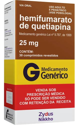 HEMIFUMARATO DE QUETIAPINA 25MG CAIXA 30 COMP REV