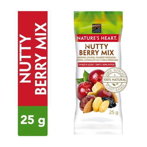 MIX DE FRUTAS E SEMENTES NUTTY BERRY NATURES HEART PACOTE 25G