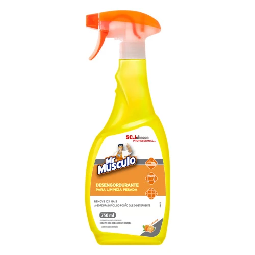LIMPADOR DESENGORDURANTE PARA LIMPEZA PESADA LARANJA MR MÁSCULO PROFESSIONAL FRASCO 750ML BORRIFADOR
