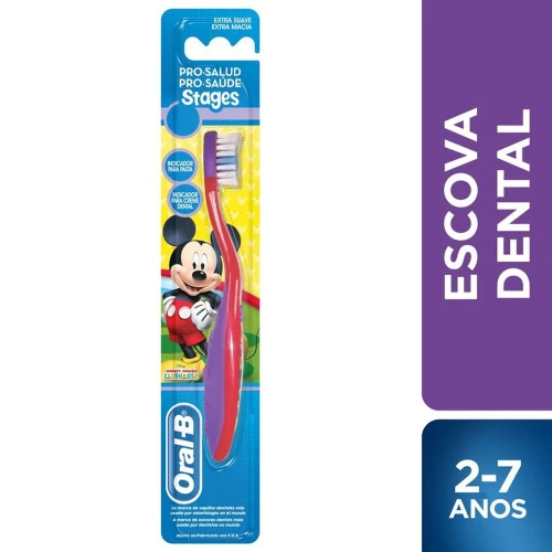 ESCOVA DENTAL INFANTIL ORAL B PRO SAÚDE STAGES 2 MICKEY MINNIE 1 UNIDADE