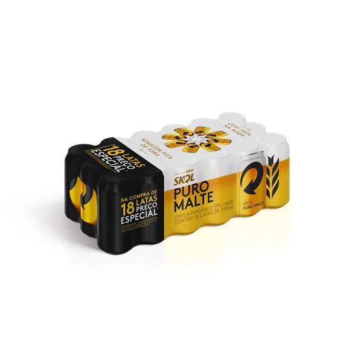CERVEJA SKOL 350ML LT PURO MALTE COM 18