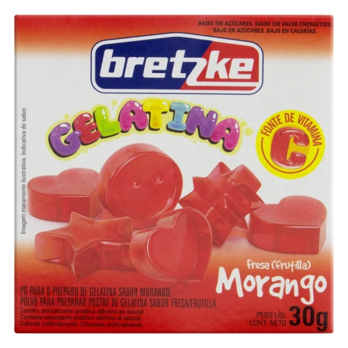 GELATINA EM PÓ MORANGO BRETZKE CAIXA 30G