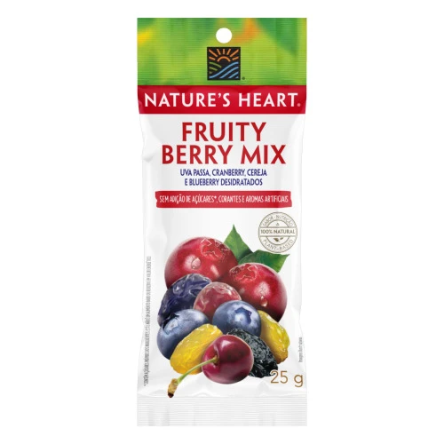 MIX DE FRUTAS DESIDRATADAS FRUITY BERRY NATURES HEART PACOTE 25G