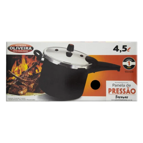 PANELA DE PRESSÃO ANTIADERENTE ALUMÍNIO 4 5L OLIVEIRA FOREVER