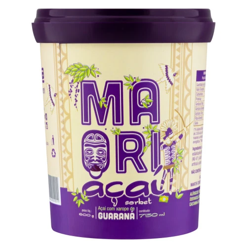 SORBET AÇAÍ COM GUARANÁ MAORI POTE 750ML