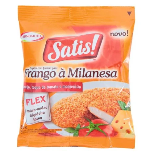 FARINHA PARA EMPANAR MILANESA QUEIJO COM TOQUE DE TOMATE E MANJERICÃO SATIS TEMPERA E EMPANA PACOTE