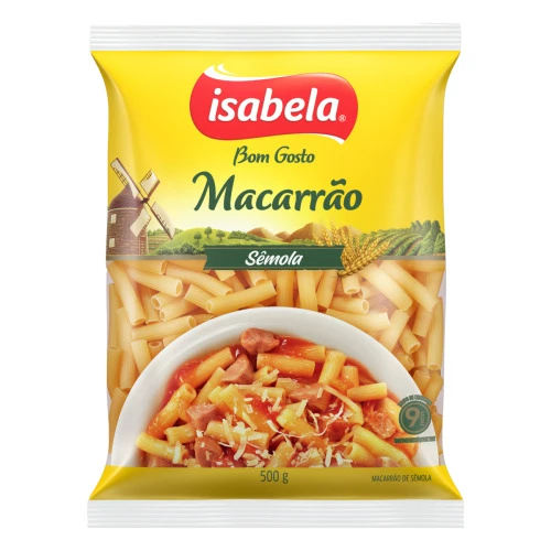 MACARRÃO DE SÊMOLA RIGATONI ISABELA BOM GOSTO PACOTE 500G