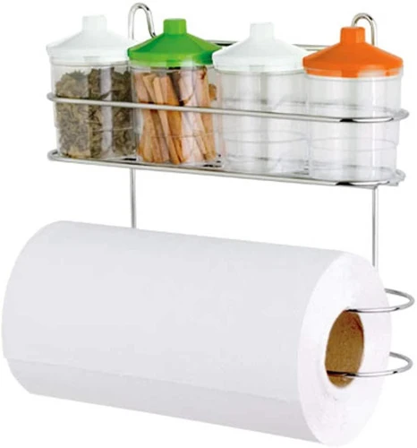 SUPORTE PARA ROLO PAPEL TOALHA E 4 POTES TEMPEROS PASSERINI