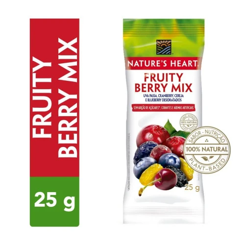 MIX DE FRUTAS DESIDRATADAS FRUITY BERRY NATURES HEART PACOTE 25G