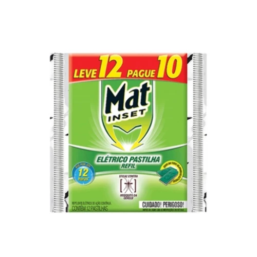REPELENTE ELÉTRICO PASTILHA MAT INSET PACOTE LEVE 12 PAGUE 10 UNIDADES REFIL