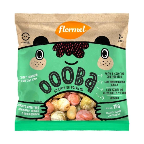 BISCOITO DE POLVILHO VEGETAIS FLORMEL OOOBA PACOTE 25G