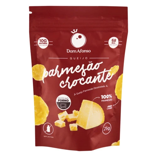 SNACK DE PARMESÃO DESIDRATADO CROCANTE ZERO LACTOSE DOM AFONSO POUCH 25G