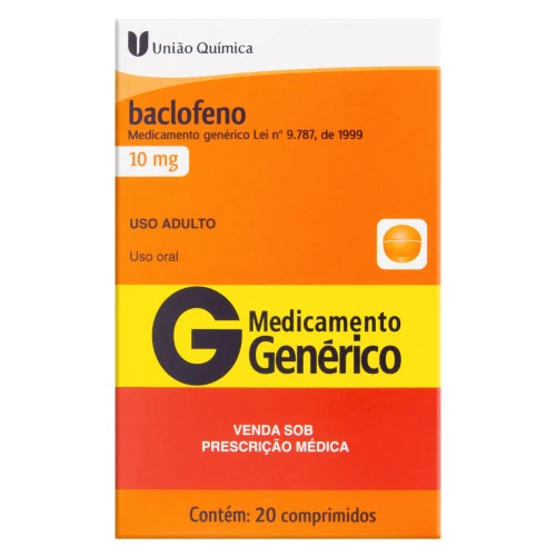 BACLOFENO 10MG UNIÃO QUÍMICA CAIXA 20 COMPRIMIDOS