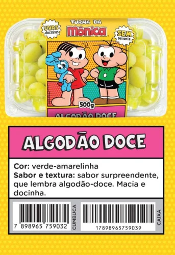 UVA TURMA DA MÔNICA ALGODÃO DOCE BANDEJA 500G