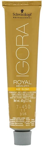 SCHWARZKOPF IGORA ABSOLUTES COLORAÇÃO 7 450 LOURO MÉDIO BEGE DOURADO 60ML