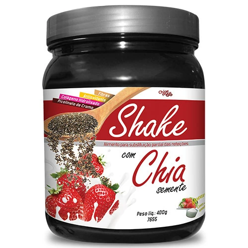 SHAKE DE EMAGRECIMENTO SEMENTE DE CHIA MORANGO