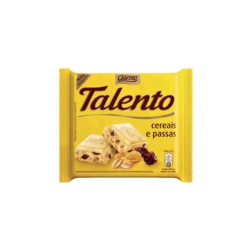 CHOCOLATE TALENTO MINI BRANCO COM CEREAIS E PASSAS 15UNIDADE X