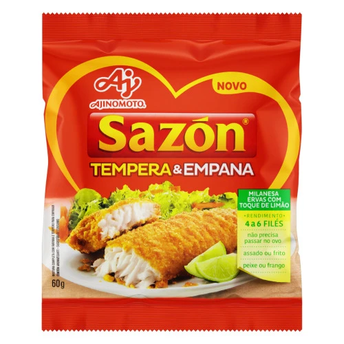 FARINHA PARA EMPANAR ERVAS COM TOQUE DE LIMÃO SAZÓN TEMPERA EMPANA PACOTE 60G