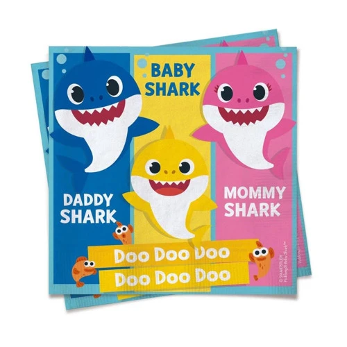 FESTA BABY SHARK CROMUS BABY SHARK GUARDANAPO BABY SHARK 25X25 20 FOLHAS
