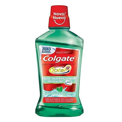 ENXAGUANTE BUCAL ANTIBACTERIANO ZERO ÁLCOOL COLGATE TOTAL 12 HÁLITO SAUDÁVEL FRASCO 500ML