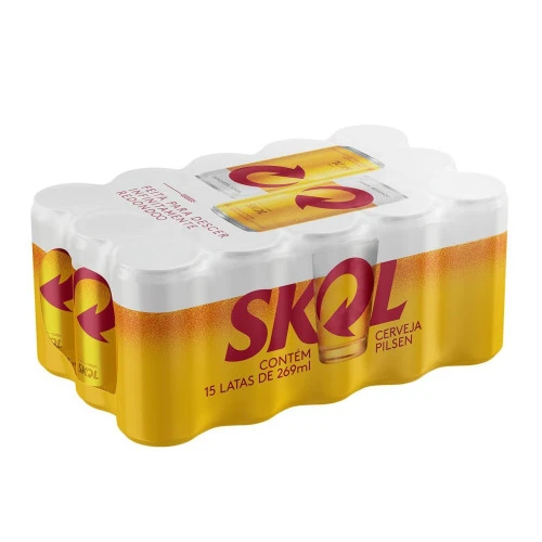 CERVEJA SKOL  LATA 269ML 15 UNIDADES