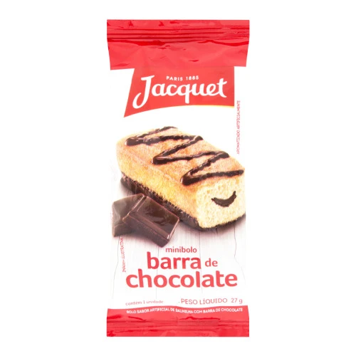 MINI BOLO BAUNILHA COM BARRA DE CHOCOLATE JACQUET PACOTE 27G