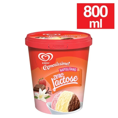 SORVETE POTE ZERO LACTOSE CREMOSÍSSIMO NAPOLITANO KIBON 800ML