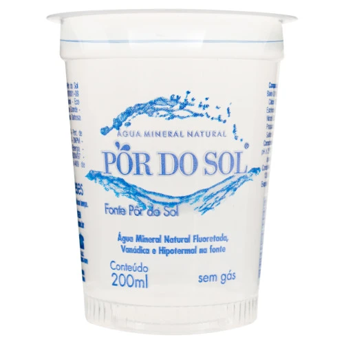 ÁGUA MINERAL NATURAL SEM GÁS PÔRDO SOL COPO 200ML