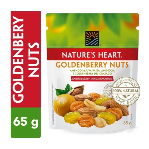 MIX DE FRUTAS E SEMENTES GOLDENBERRY NUTS NATURES HEART POUCH 65G