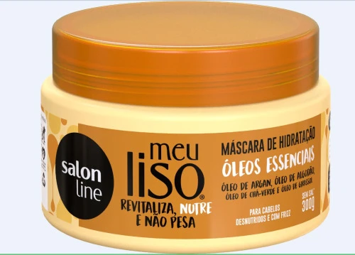 CREME MASCARA TRATAMENTO SALON LINE MEU LISO OLEOS ESSENCIAIS 300ML