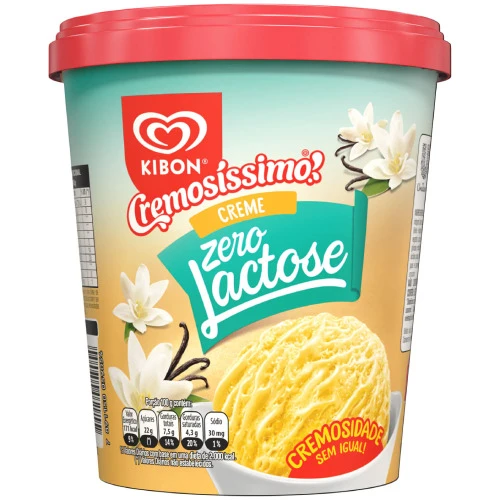 SORVETE KIBON ZERO LACTOSE CREME 800ML