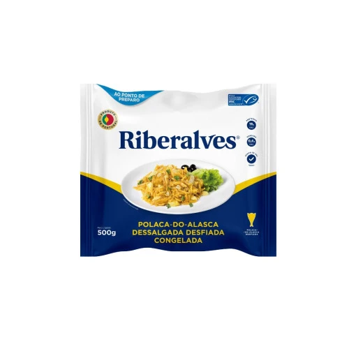 PEIXE POLACA DO ALASCA DESFIADO DESSALGADO CONGELADO PACOTE RIBERALVES 500G