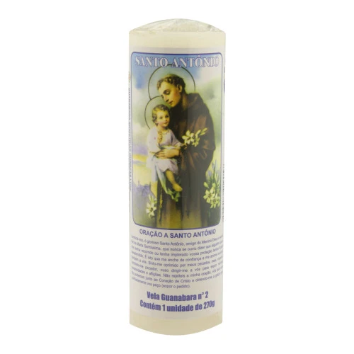 VELA VOTIVA BRANCA SANTO ANTÔNIO GUANABARA Nº 2 270G