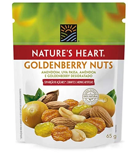 MIX DE FRUTAS E SEMENTES GOLDENBERRY NUTS NATURES HEART POUCH 65G