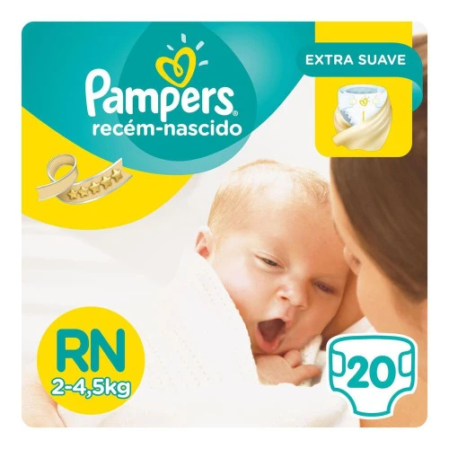 FRALDA DESCARTÁVEL PAMPERS RN 20 UNIDADES