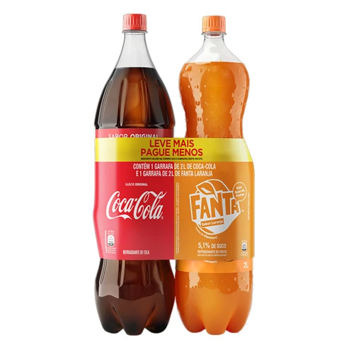 KIT REFRIGERANTE COCA-COLA + FANTA LARANJA 2L CADA