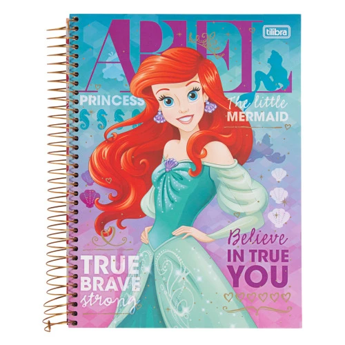 CADERNO CAPA DURA ESPIRAL ARIEL PRINCESAS DISNEY TILIBRA 200MM X 275MM 200 FOLHAS