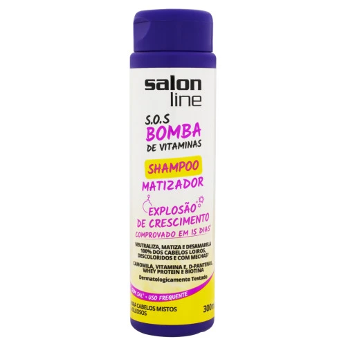 SHAMPOO MATIZADOR CABELOS MISTOS A OLEOSOS SALON LINE S O S BOMBA FRASCO 300ML