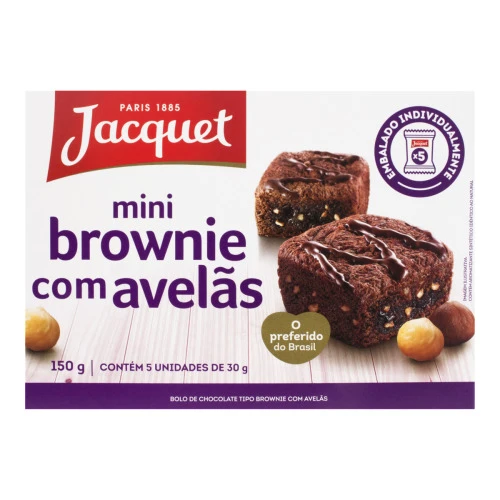PACK MINIBROWNIE AVELÃS JACQUET CAIXA 150G 5 UNIDADES
