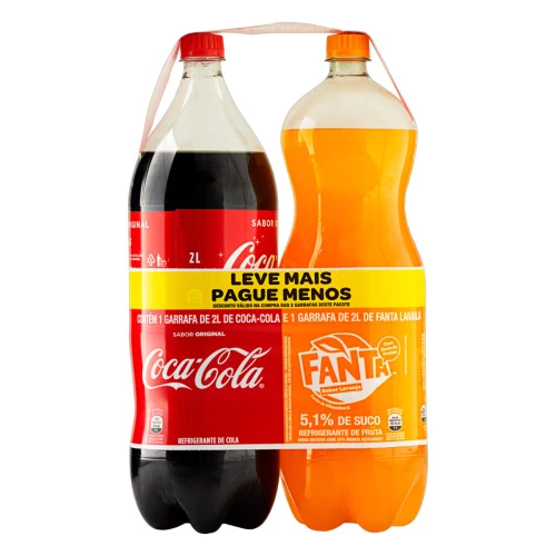 KIT REFRIGERANTE COCA COLA LARANJA FANTA 2L CADA LEVE MAIS PAGUE MENOS