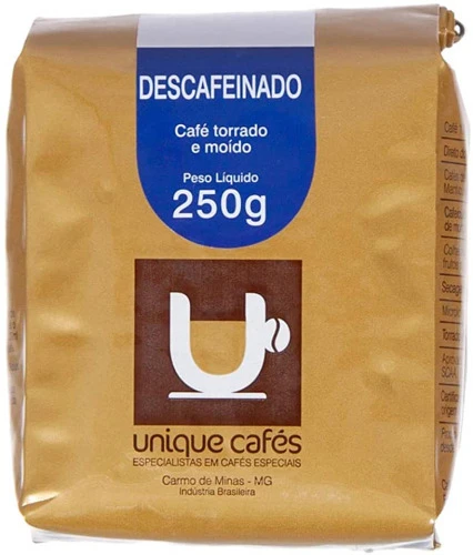 CAFÉ UNIQUE TORRADO E MOÍDO DESCAFEINADO 250G